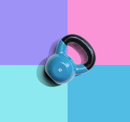 Kettlebell with hard shadow from above - overhead viewの写真素材