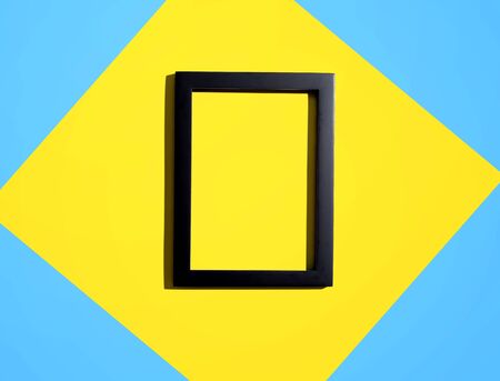 Blank photo frame - overhead view flat layの写真素材
