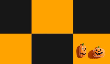 Halloween orange pumpkins - overhead view flat layの写真素材