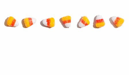 Halloween candy corn - overhead view flat lay