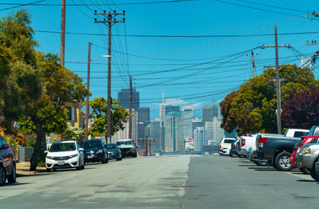 SAN FRANCISCO- MAY 1st 2019: Cars park on the street in residential San Francisco, CA
