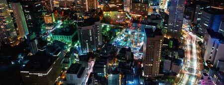 Aerial view of the Tokyo cityscape at nightの写真素材