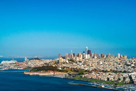 Downtown San Francisco aerial view of skyscrapersの写真素材