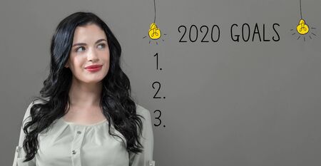 2020 goals with young woman in a thoughtful face