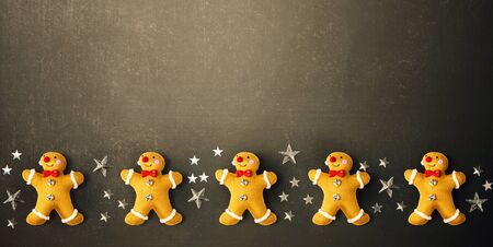 Christmas gingerbread with little stars - flat lay