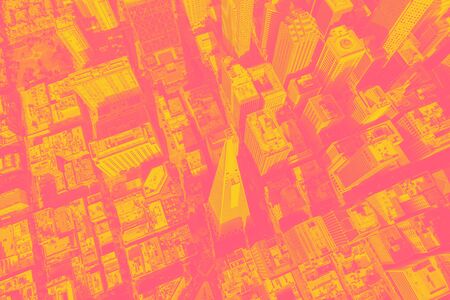 Downtown San Francisco aerial view of skyscrapers with modern duotone gradientの写真素材