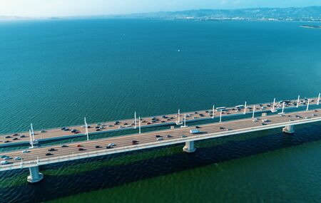 Aerial view of the Bay Bridge in San Francisco, CAの写真素材