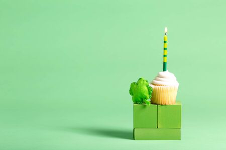 St. Patricks Day theme with cupcake and decorationsの写真素材