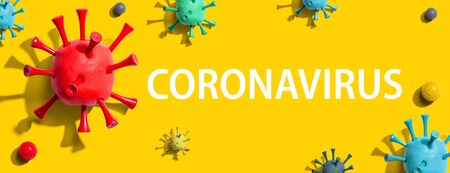 Coronavirus theme with virus craft objects - flat layの写真素材