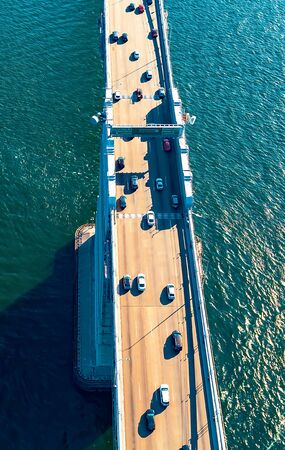 Aerial view of the Bay Bridge in San Francisco, CAの写真素材