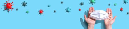 Surgical mask with epidemic influenza and Coronavirus conceptの写真素材