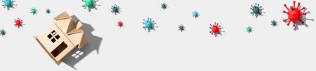 House with epidemic influenza and Coronavirus Covid-19 conceptの写真素材