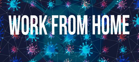 Work From Home theme with with dark connected floating viruses