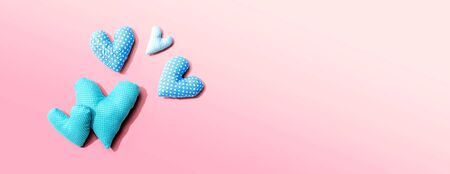 Appreciation theme with handmade heart cushions - flatlayの写真素材