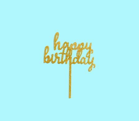 Happy birthday letter stick overhead view - flatlayの写真素材