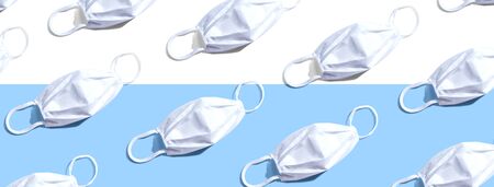 White surgical masks overhead view - flat lay