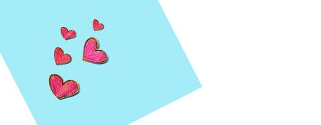 Appreciation theme with craft heart drawings - flat layの写真素材