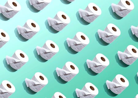 Toilet paper minimal pattern - overhead view flatlayの写真素材