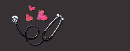Medical worker appreciation theme with hearts and stethoscope