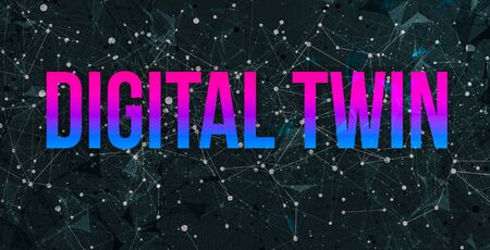 Digital Twin theme with abstract network lines and patternsの写真素材