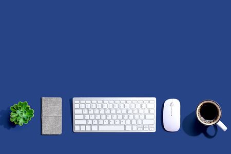 Computer keyboard and mouse from above - overhead viewの写真素材