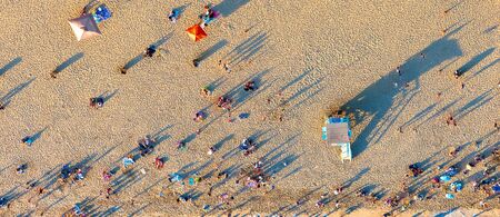 Aerial view of the beach in Santa Monica, CAの写真素材