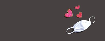 Medical worker appreciation theme with hearts and face mask