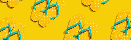 Summer concept with flip flops overhead view - flat layの写真素材