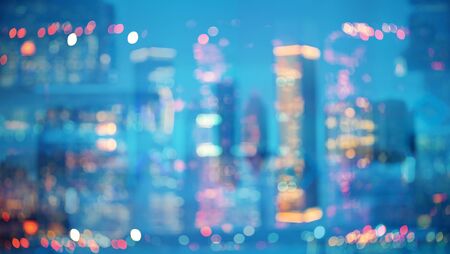 Blurred bokeh Chicago abstract cityscape skyline backgroundの写真素材