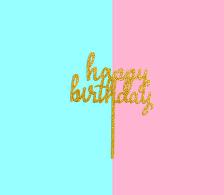 Happy birthday letter stick overhead view - flatlayの写真素材