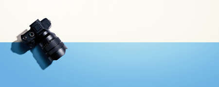 Digital single lens reflex camera from aboveの写真素材