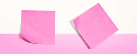 Sticky notes with shadow overhead view - flat layの写真素材