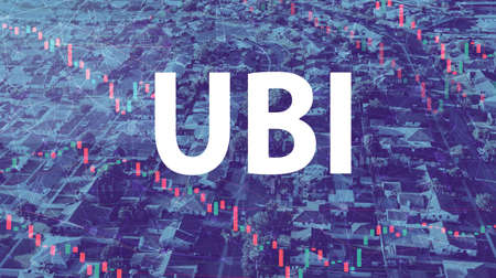 UBI theme with aerial view of residential Los Angeles