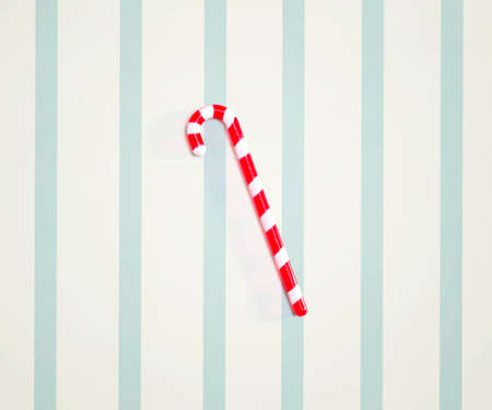 Christmas candy cane overhead view - flat layの写真素材