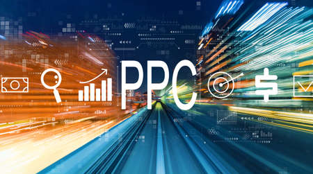 PPC - Pay per click concept with abstract high speed technology motion blurの写真素材