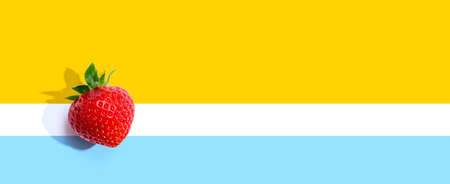 Fresh red strawberry overhead viewの写真素材