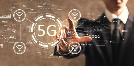 5G network with businessmanの写真素材