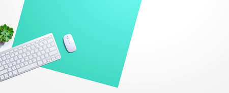 Computer keyboard and mouse from aboveの写真素材