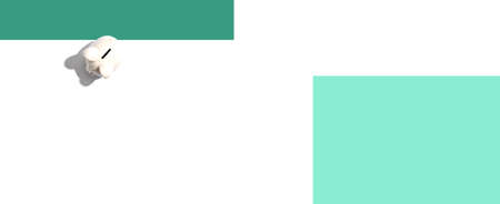 White piggy bank overhead viewの写真素材