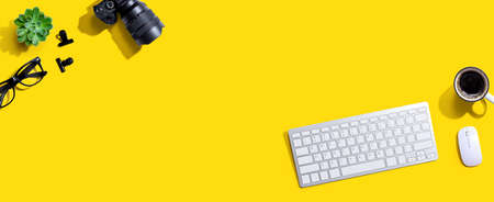 Computer keyboard and SLR camera
