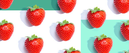 Fresh red strawberries overhead viewの写真素材