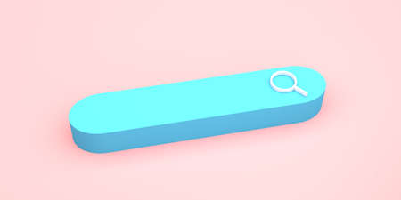 3D render of search bar with magnifying glassの写真素材