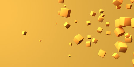 3D design of different size of cubesの写真素材