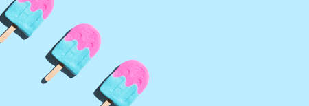 Pink and blue ice cream with shadow