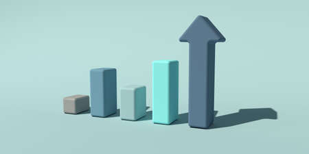 Upward bar graph and arrowの写真素材