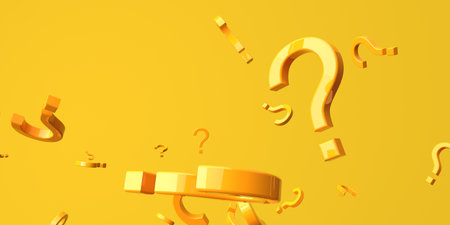 Flying scattered question marks - 3D render