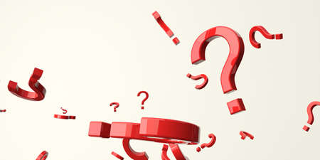 Flying scattered question marks - 3D render