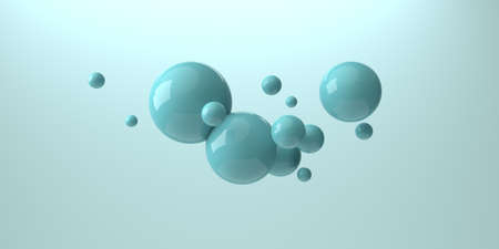 3D render of floating different size of spheres