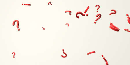 Flying scattered question marks - 3D renderの写真素材
