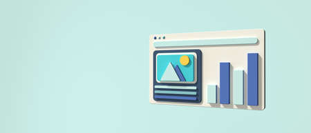 Interface of computer screen - 3D renderの写真素材